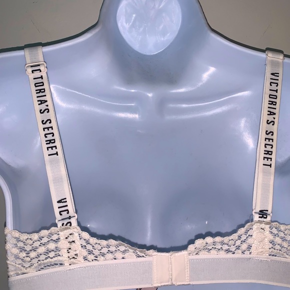 Victorias Secret Crème Colored Lace Logo Bralette - Picture 3 of 5
